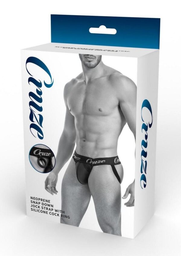 Cruze High Bar Jockstrap With Cock Ring - Large/XLarge - Black