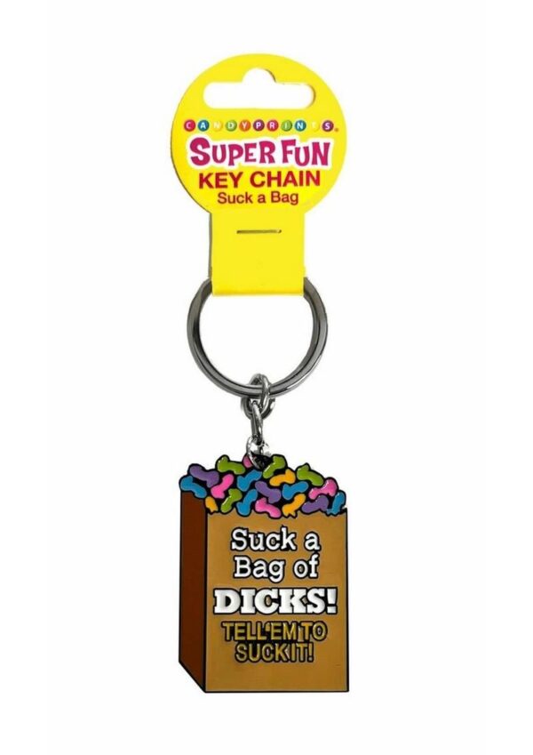 Super Fun Key Chain Suck a Bag of Dicks - Multicolor