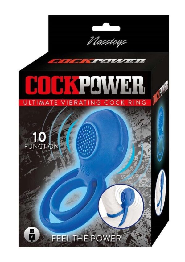 Cockpower Ultimate Vibrating Rechargeable Silicone Cock Ring - Blue