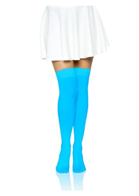 Leg Avenue Nylon Over The Knee - O/S - Neon Blue