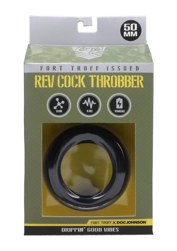 Fort Troff Rev Cock Throbber Rechargeable Silicone Cock Ring - Large - Black