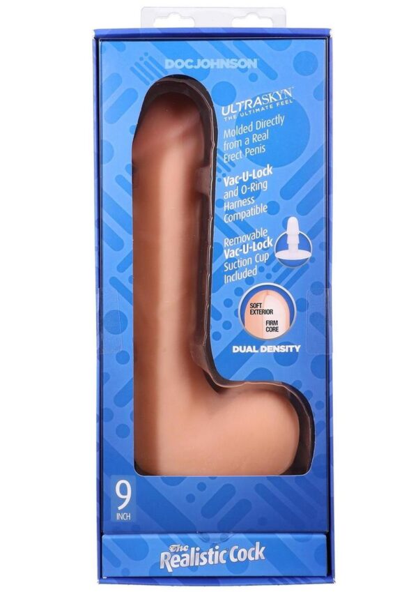 The Realistic Cock with Balls Ultraskyn Removable Vac-U-Lock Suction Cup 9in - Vanilla