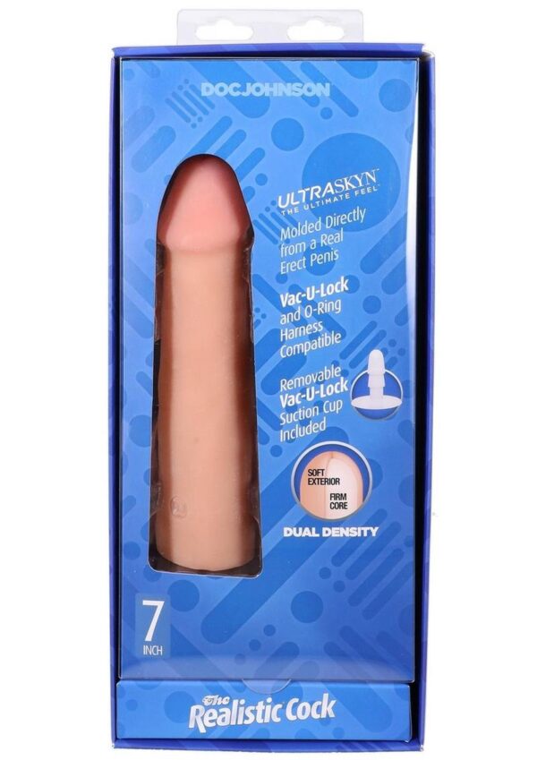 The Realistic Cock Ultraskyn Removable Vac-U-Lock Suction Cup 7in - Vanilla