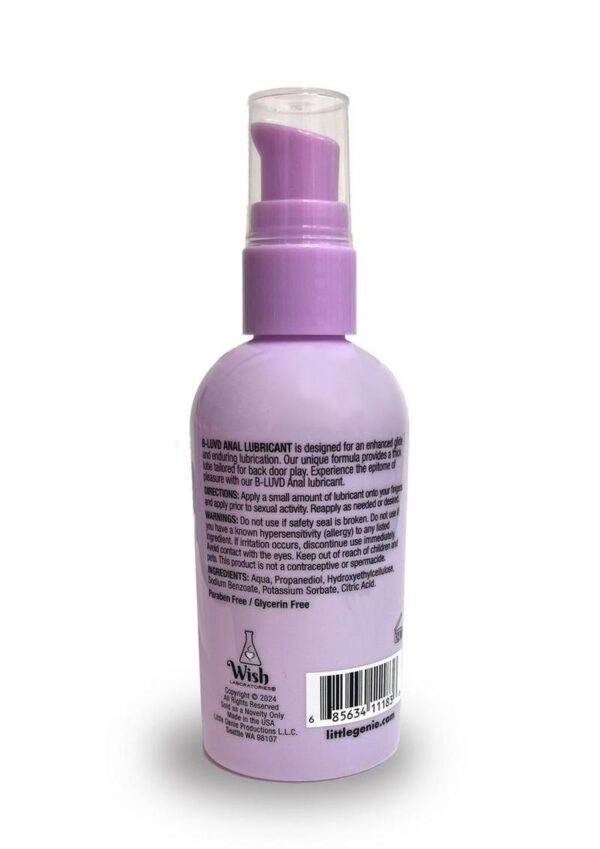 B-Luvd Anal Lubricant Water Based Gel 4oz