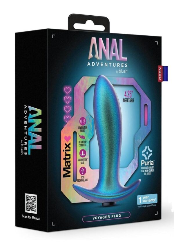 Anal Adventures Matrix Voyager Plug Silicone Rechargeable Anal Plug - Neptune Teal