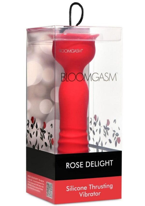 Bloomgasm Rose Delight Rechargeable Silicone Thrusting Vibrator - Red