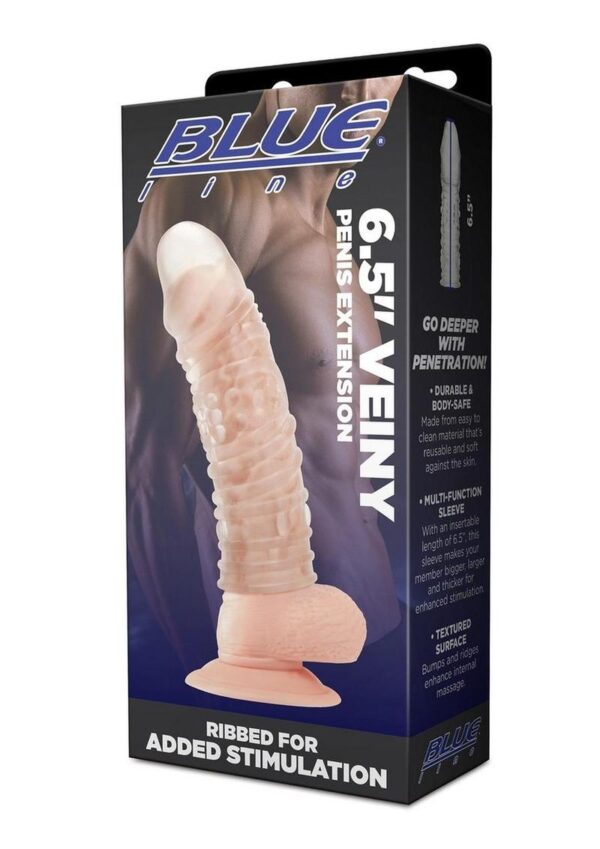 Blue Line Veiny Penis Extension 6.5in - Clear