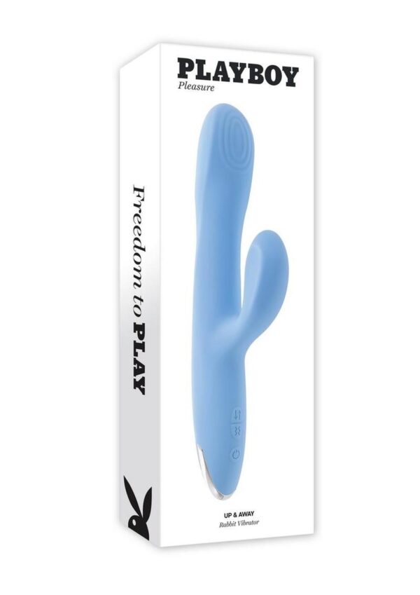 Playboy Up and Away Rechargeable Silicone Rabbit Vibrator - Blue