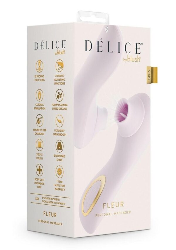 Delice Fleur Air Pulsing Vibrator Rechargeable Silicone Clitoral Vibrator - Barely Purple