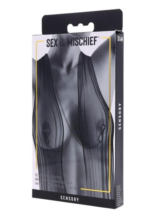 Sex and Mischief Ex`s andamp; Oh`s Body Jewelry with Nipple Ties - Black