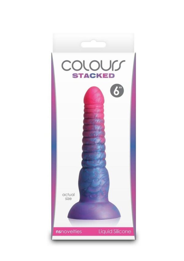 Colours Stacked Silicone Dildo 6in - Pink/Blue