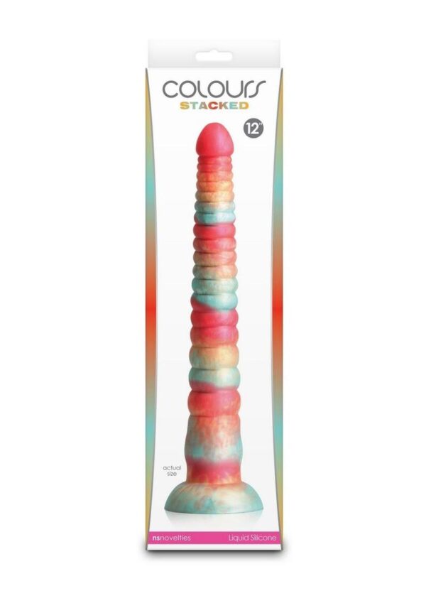 Colours Stacked Silicone Dildo 12in - Red/Gold