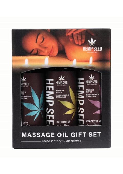 Earthly Body Valentine 2025 Trio Hemp Seed Massage Oil Gift Set