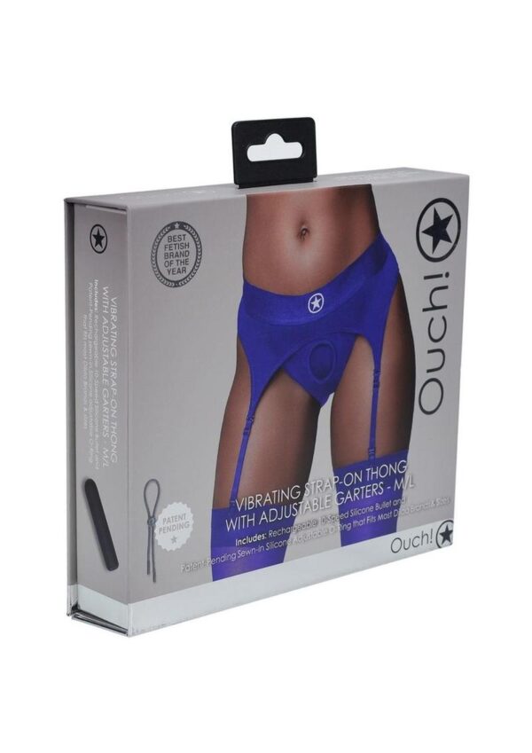 Ouch! Vibrating Strap-On Thong Rechargeable - M/L - Blue