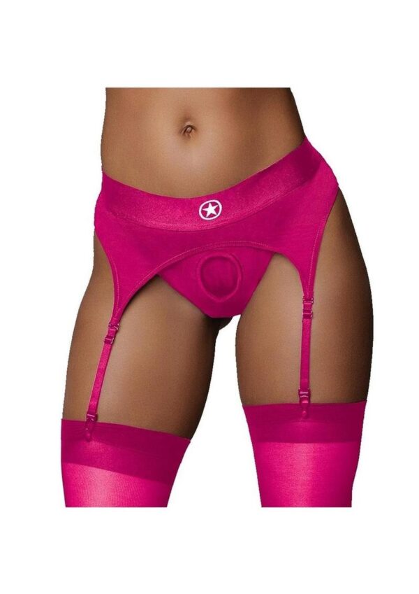 Ouch! Vibrating Strap-On Thong Rechargeable - M/L - Pink