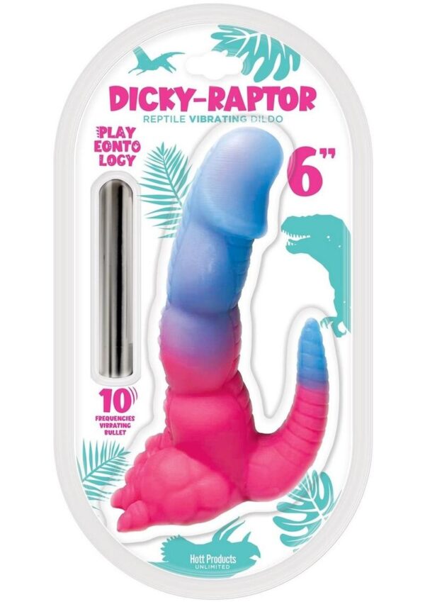 Playeontology Series Dicky Raptor Rechargeable Silicone Vibrating Dildo 6in - Multicolor