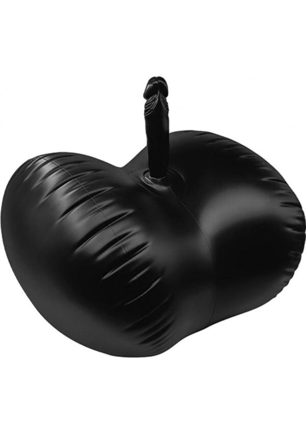 Bouncy Baller Inflatable Cushion with Dilldo and Foot Pump - Black