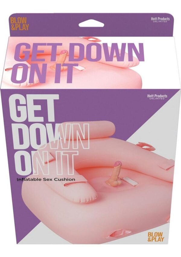 Get Down On It Inflatable Cushion with Wired Remote Control and Vibrating Silicone Dildo Plus Wrist/Leg Straps - Fuchsia