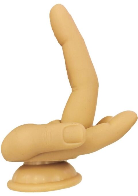 Finger Fest Double Up Silicone Dildo - Caramel